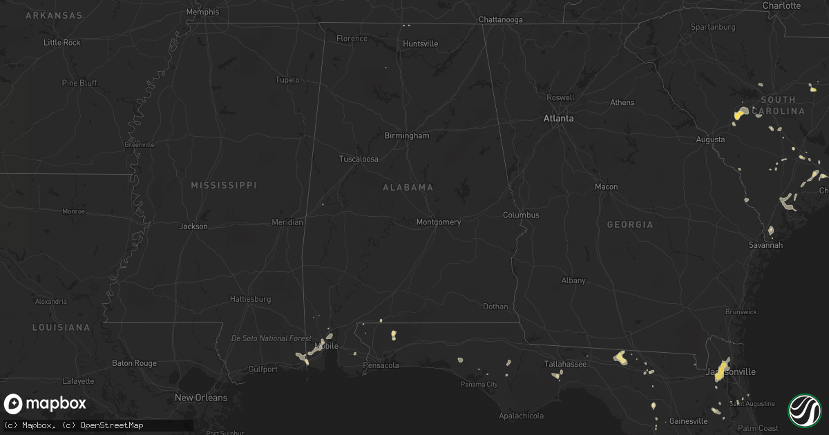Hail map in Alabama on June 22, 2015