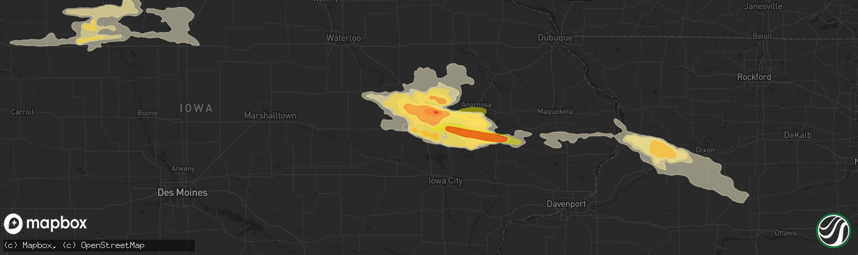 Hail map in Cedar Rapids, IA on June 22, 2015