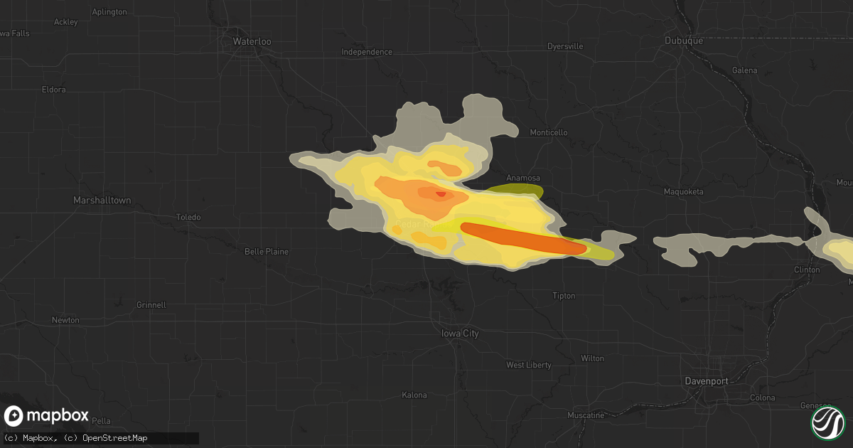 Hail map in Cedar Rapids, IA on June 22, 2015