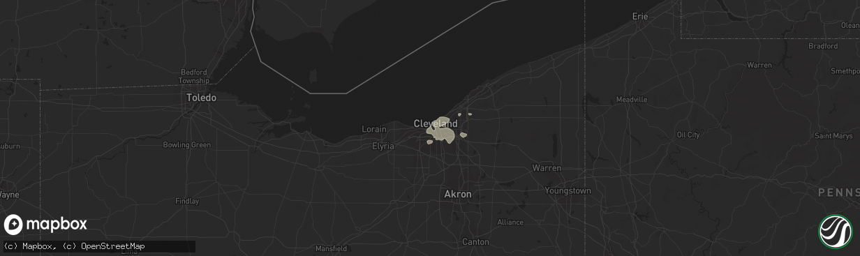 Hail map in Cleveland, OH on June 22, 2015