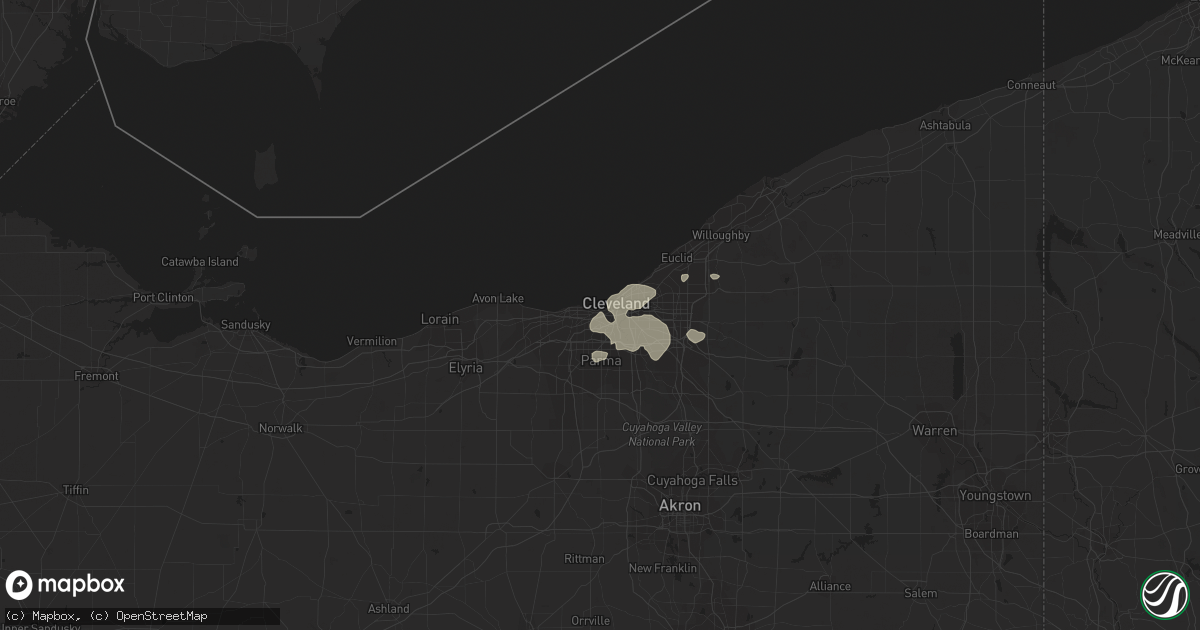 Hail map in Cleveland, OH on June 22, 2015