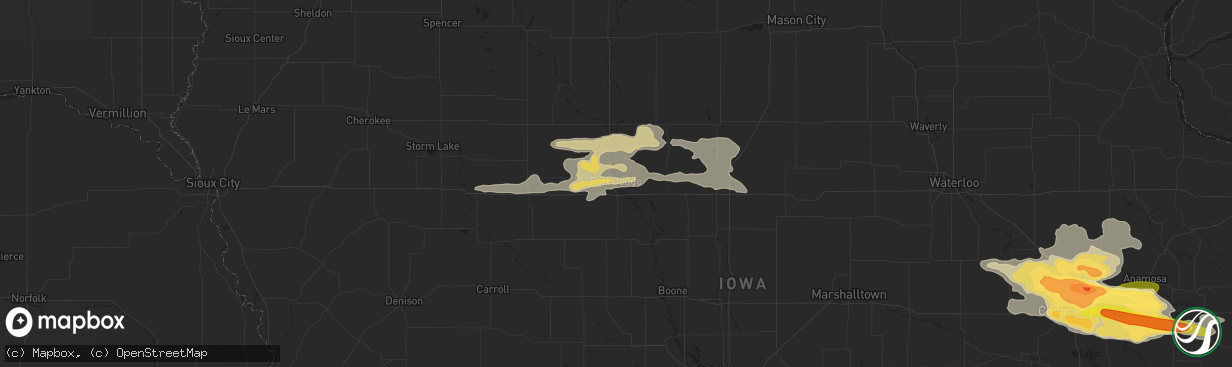 Hail map in Fort Dodge, IA on June 22, 2015