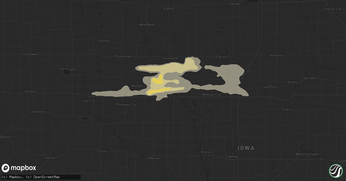 Hail map in Fort Dodge, IA on June 22, 2015