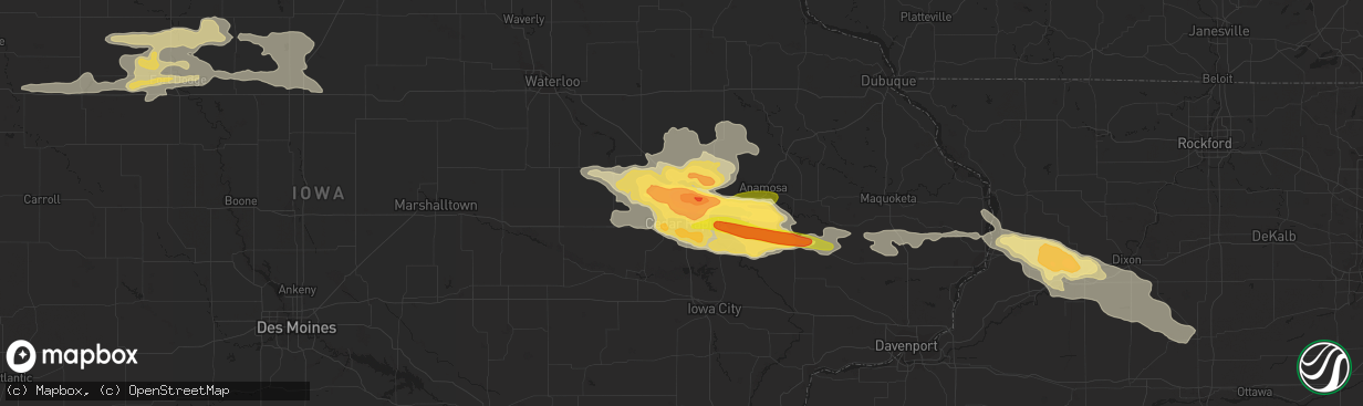 Hail map in Hiawatha, IA on June 22, 2015