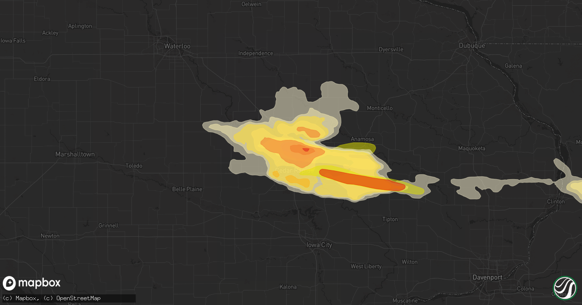 Hail map in Hiawatha, IA on June 22, 2015