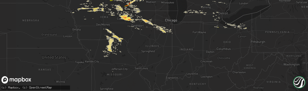 Hail map in Illinois on June 22, 2015