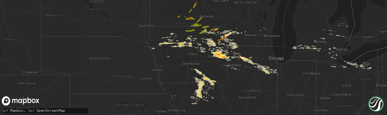 Hail map in Iowa on June 22, 2015