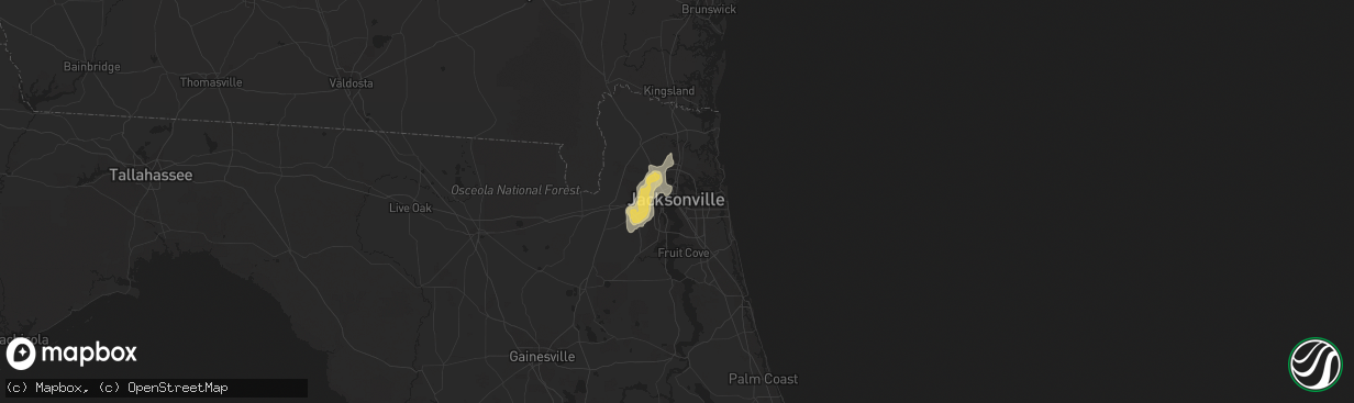 Hail map in Jacksonville, FL on June 22, 2015