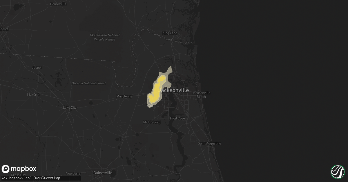 Hail map in Jacksonville, FL on June 22, 2015