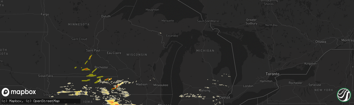 Hail map in Michigan on June 22, 2015