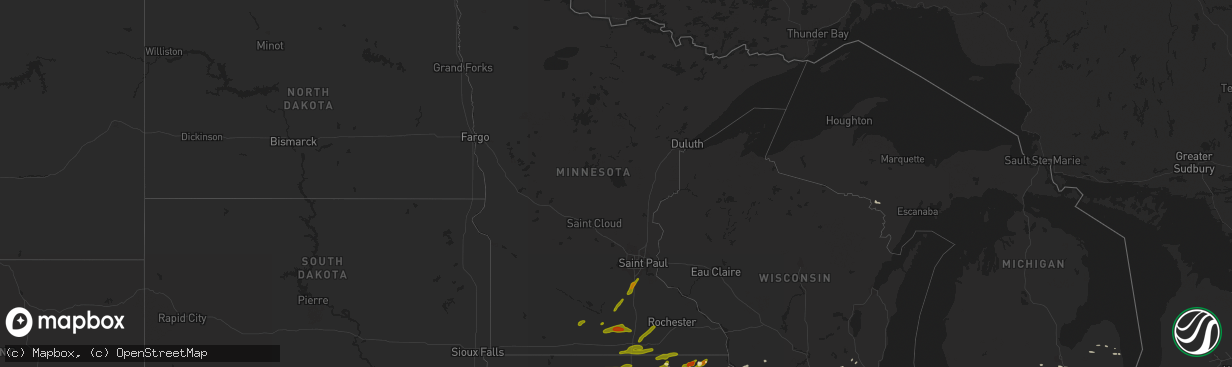 Hail map in Minnesota on June 22, 2015