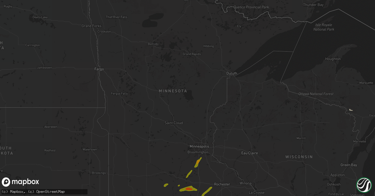 Hail map in Minnesota on June 22, 2015
