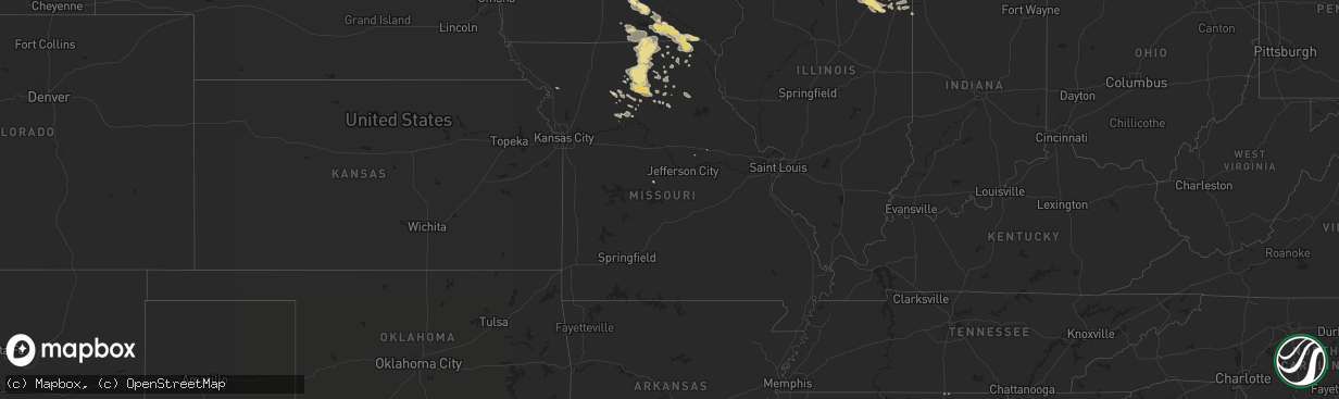 Hail map in Missouri on June 22, 2015