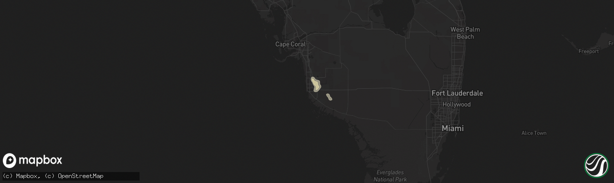 Hail map in Naples, FL on June 22, 2015