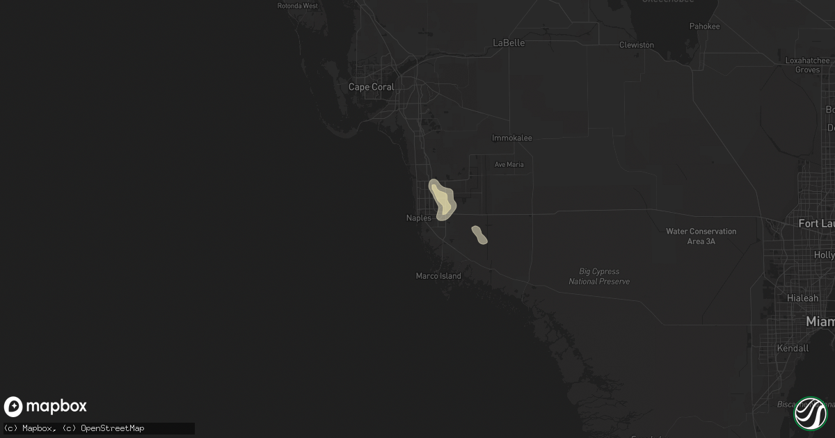 Hail map in Naples, FL on June 22, 2015