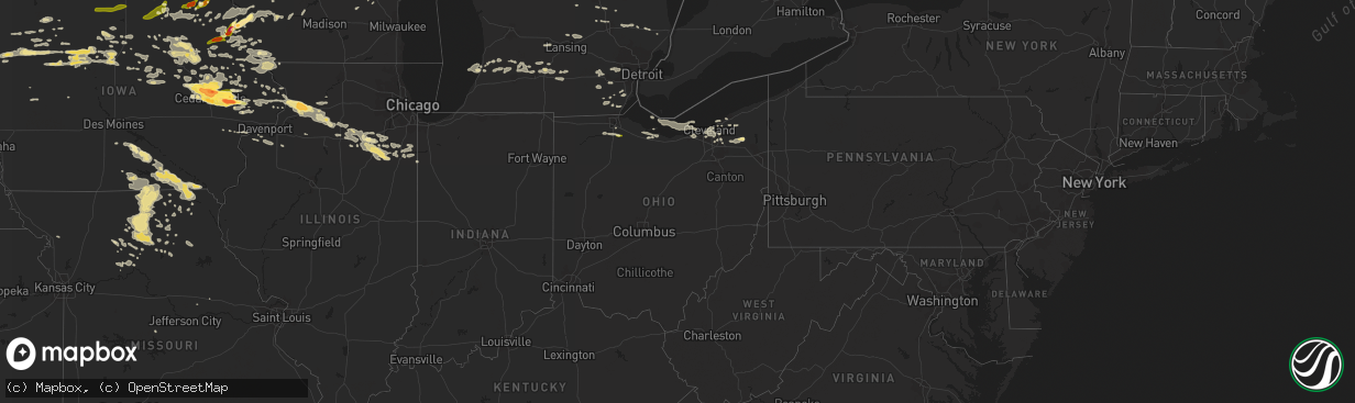 Hail map in Ohio on June 22, 2015