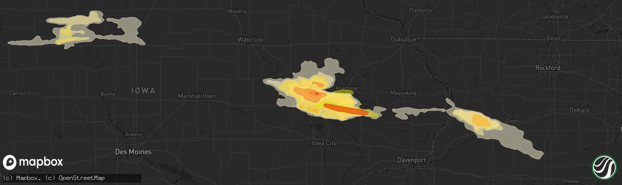 Hail map in Robins, IA on June 22, 2015