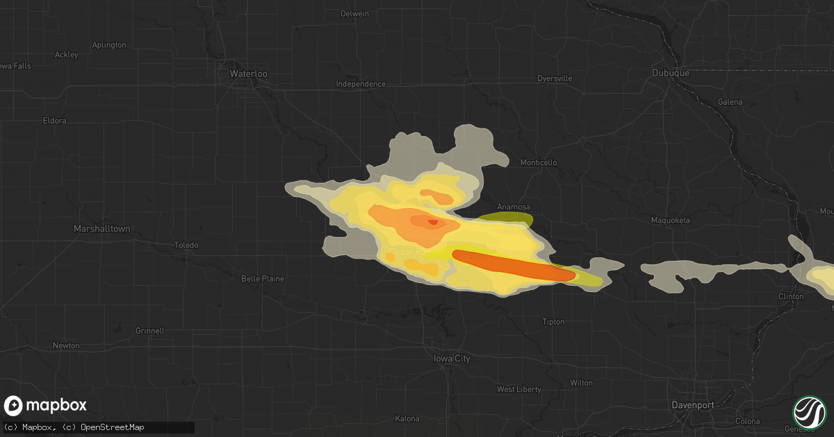 Hail map in Robins, IA on June 22, 2015