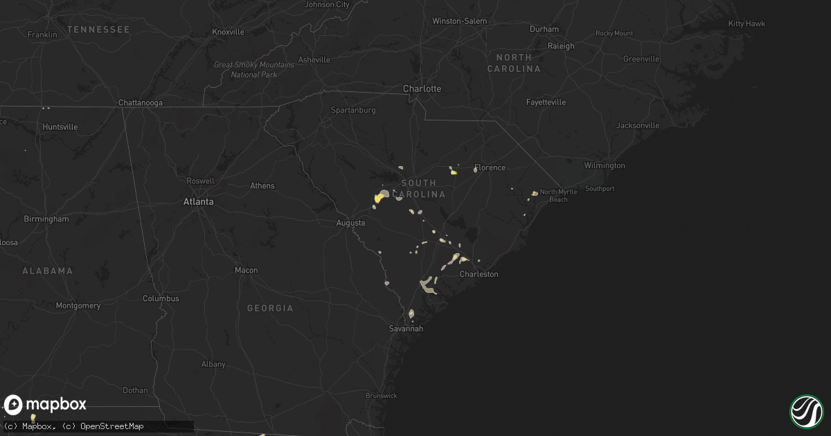 Hail map in South Carolina on June 22, 2015