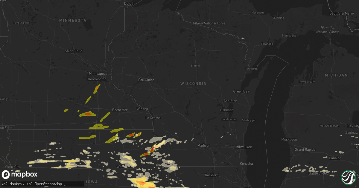 Hail map in Wisconsin on June 22, 2015
