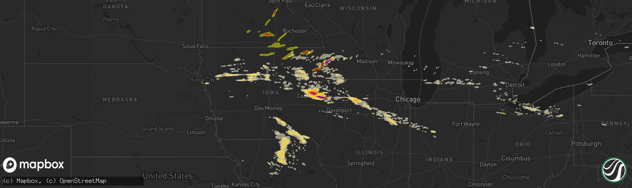 Hail map on June 22, 2015