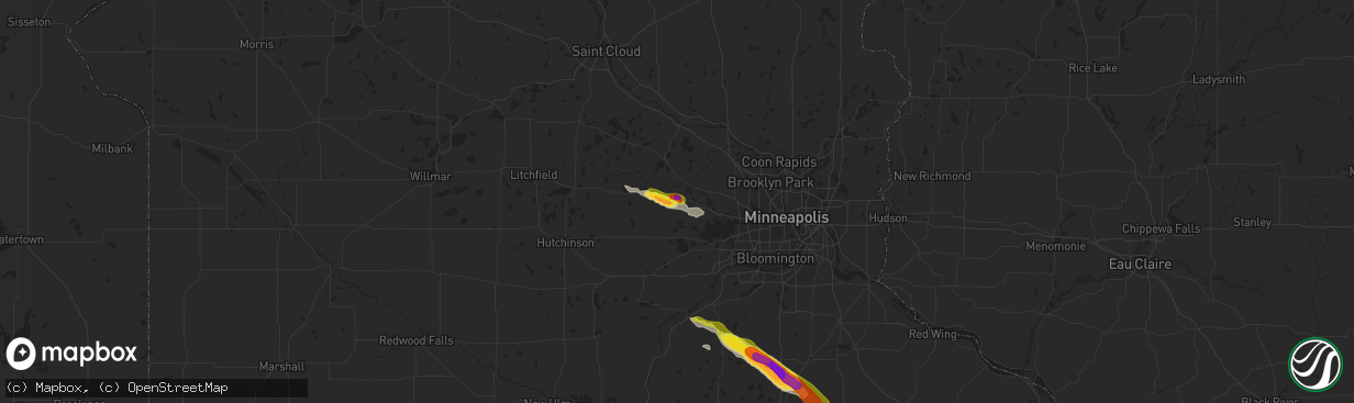 Hail map in Delano, MN on June 22, 2016