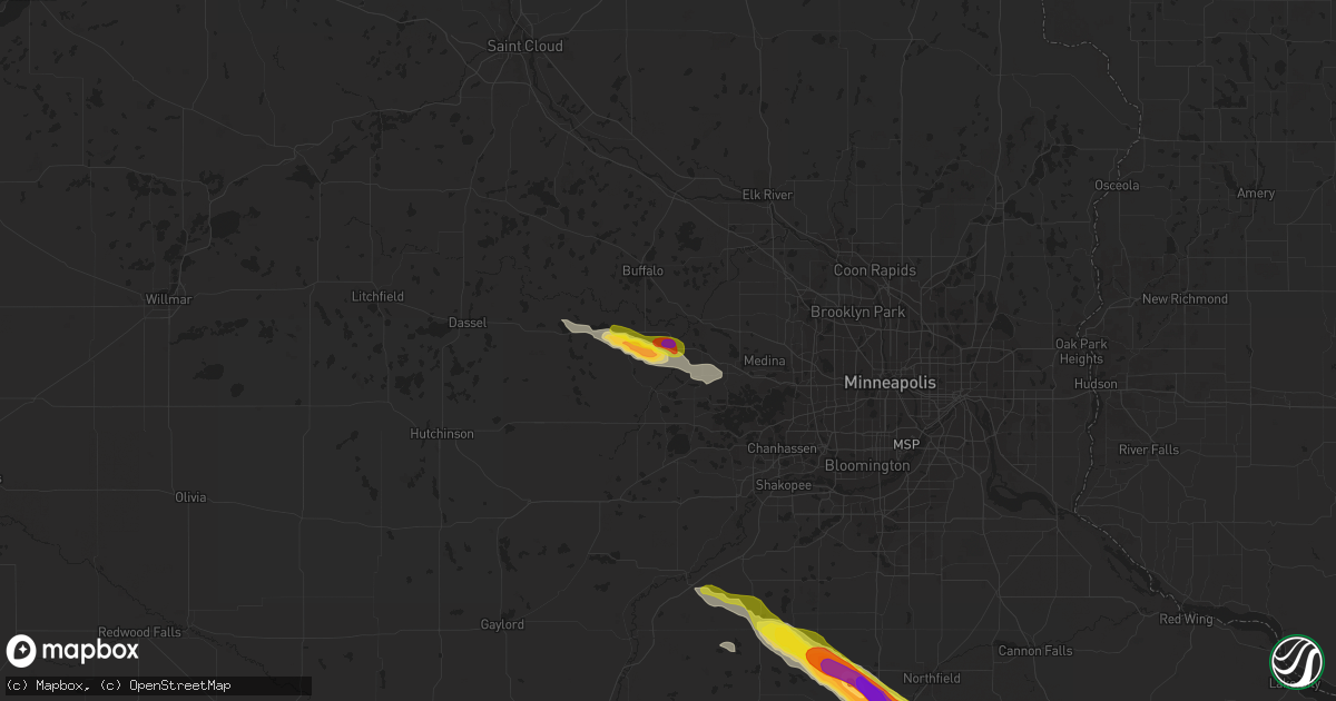 Hail map in Delano, MN on June 22, 2016