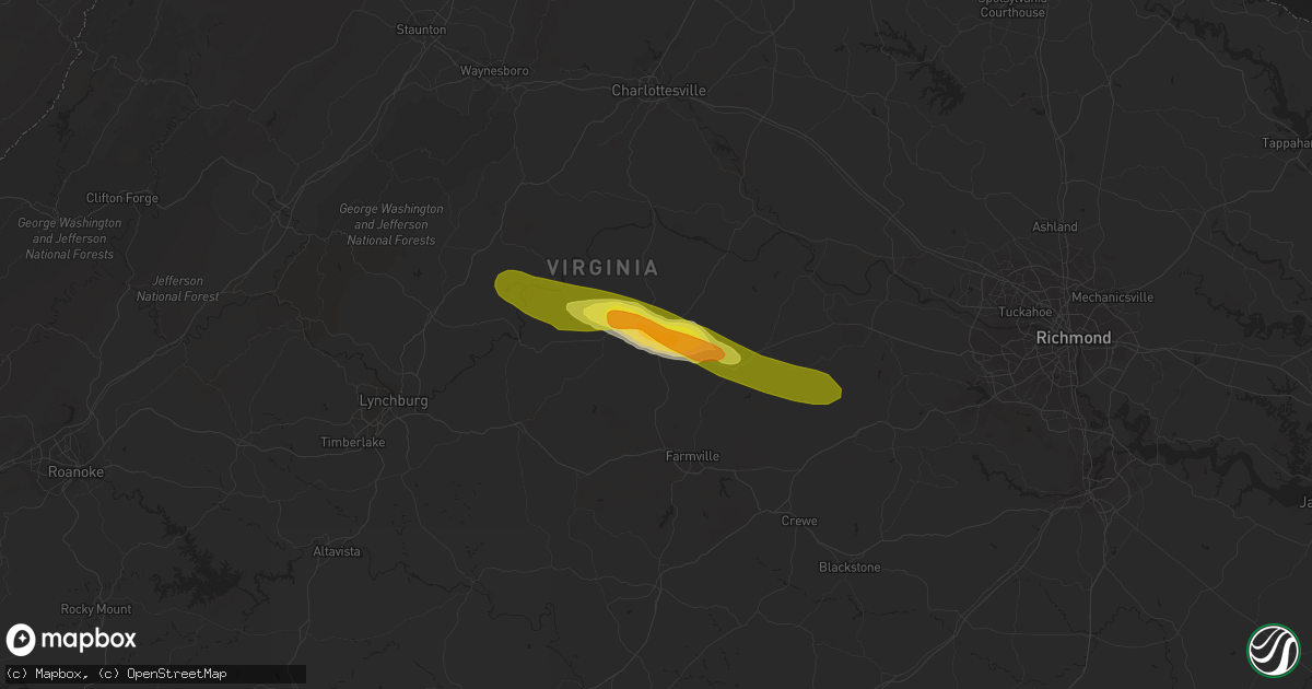 Hail map in Dillwyn, VA on June 22, 2016