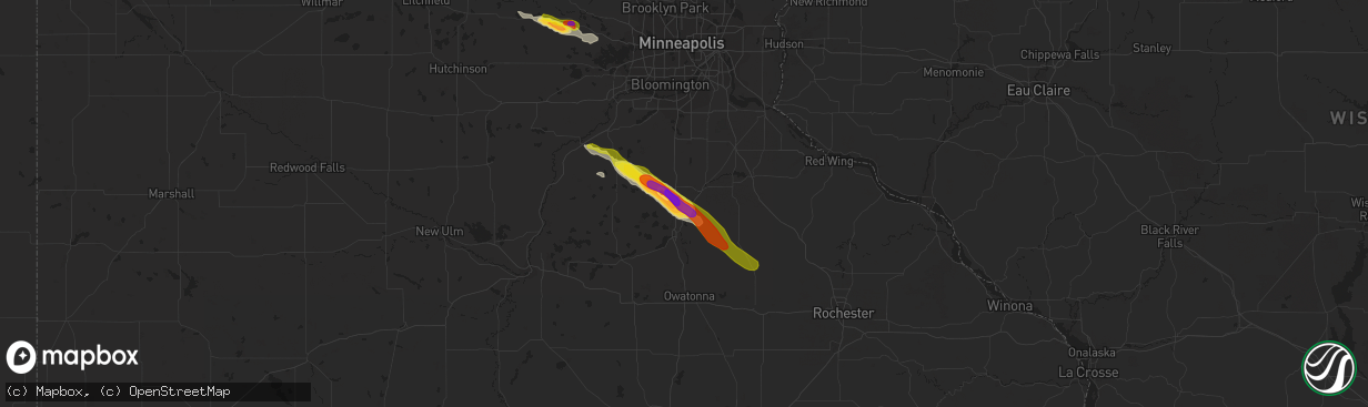 Hail map in Dundas, MN on June 22, 2016