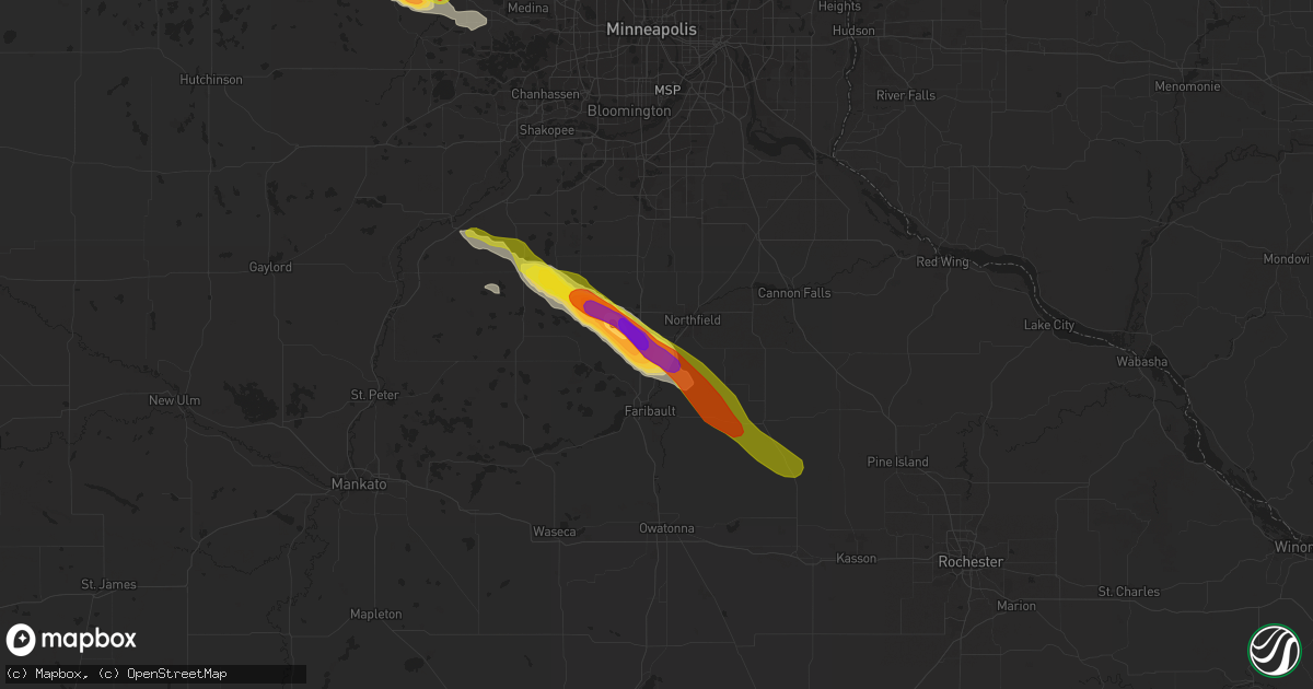 Hail map in Dundas, MN on June 22, 2016