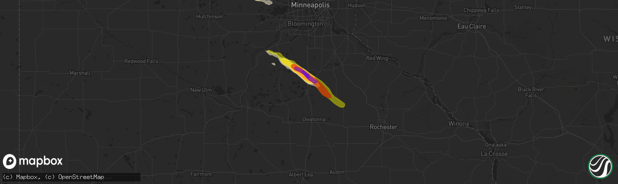 Hail map in Faribault, MN on June 22, 2016