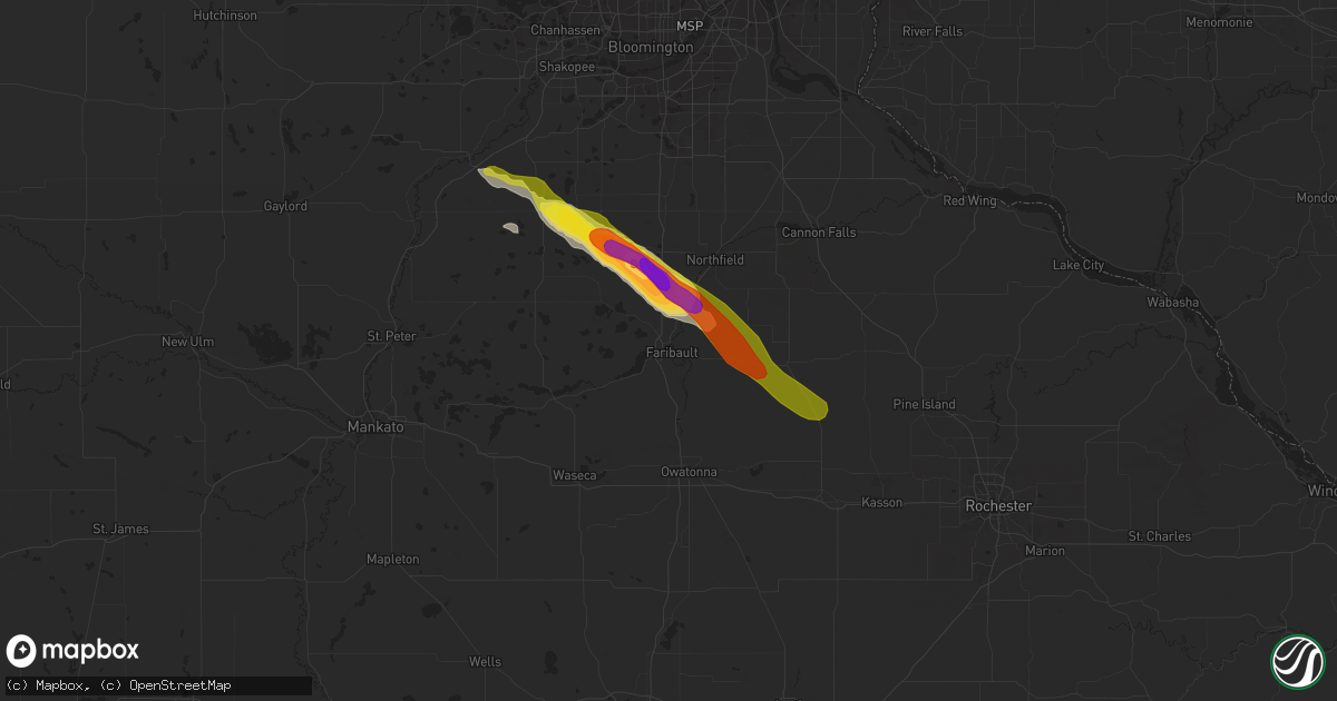 Hail map in Faribault, MN on June 22, 2016
