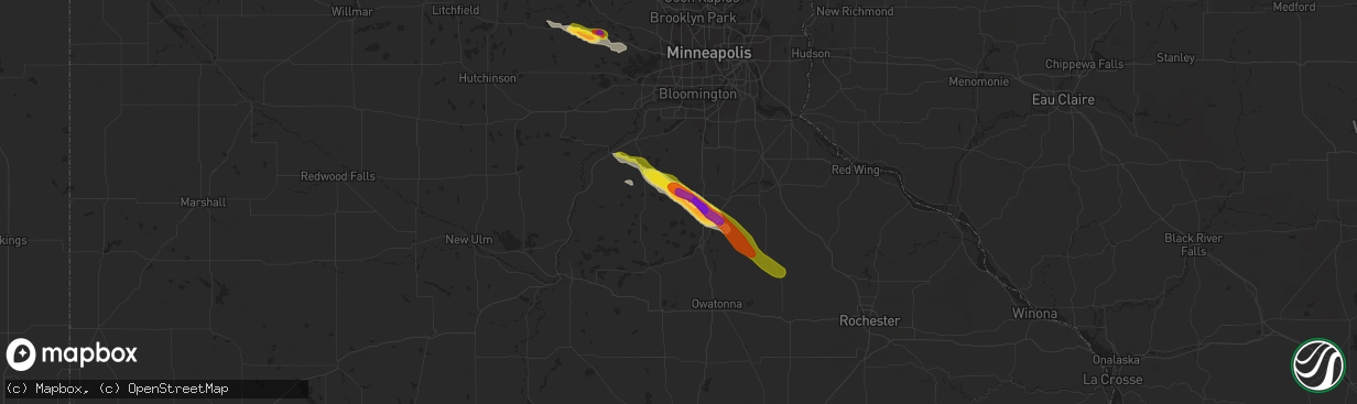 Hail map in Lonsdale, MN on June 22, 2016