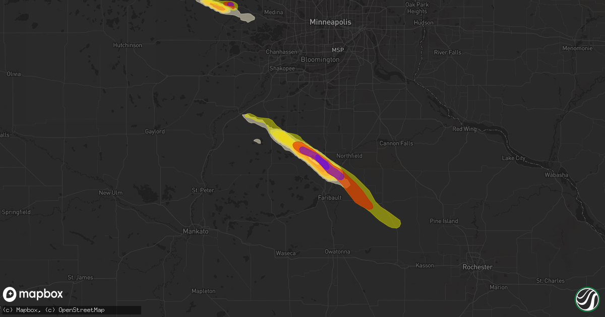 Hail map in Lonsdale, MN on June 22, 2016