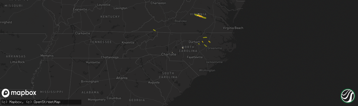 Hail map in North Carolina on June 22, 2016