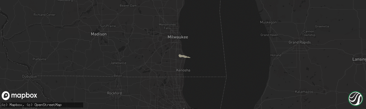 Hail map in Racine, WI on June 22, 2016