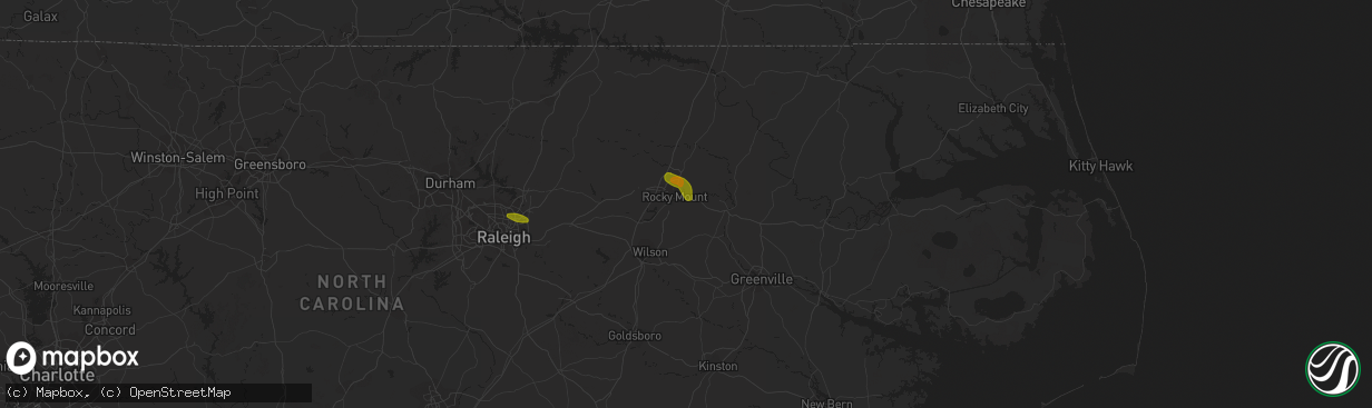 Hail map in Rocky Mount, NC on June 22, 2016