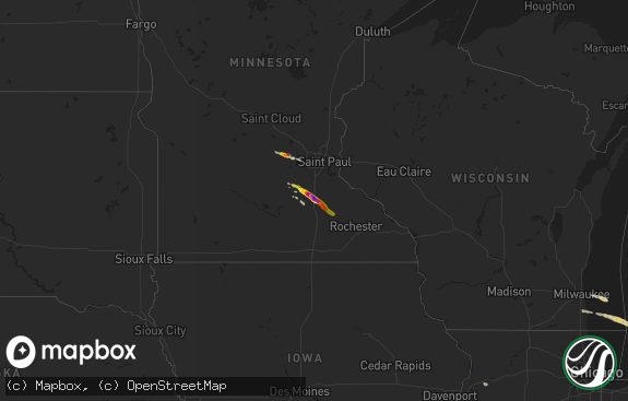 Hail map preview on 06-22-2016