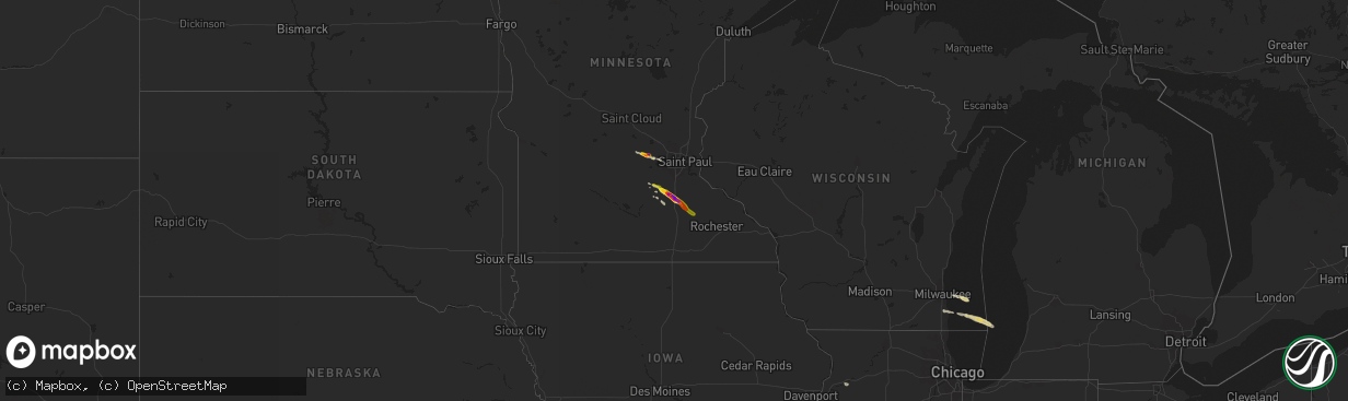 Hail map on June 22, 2016