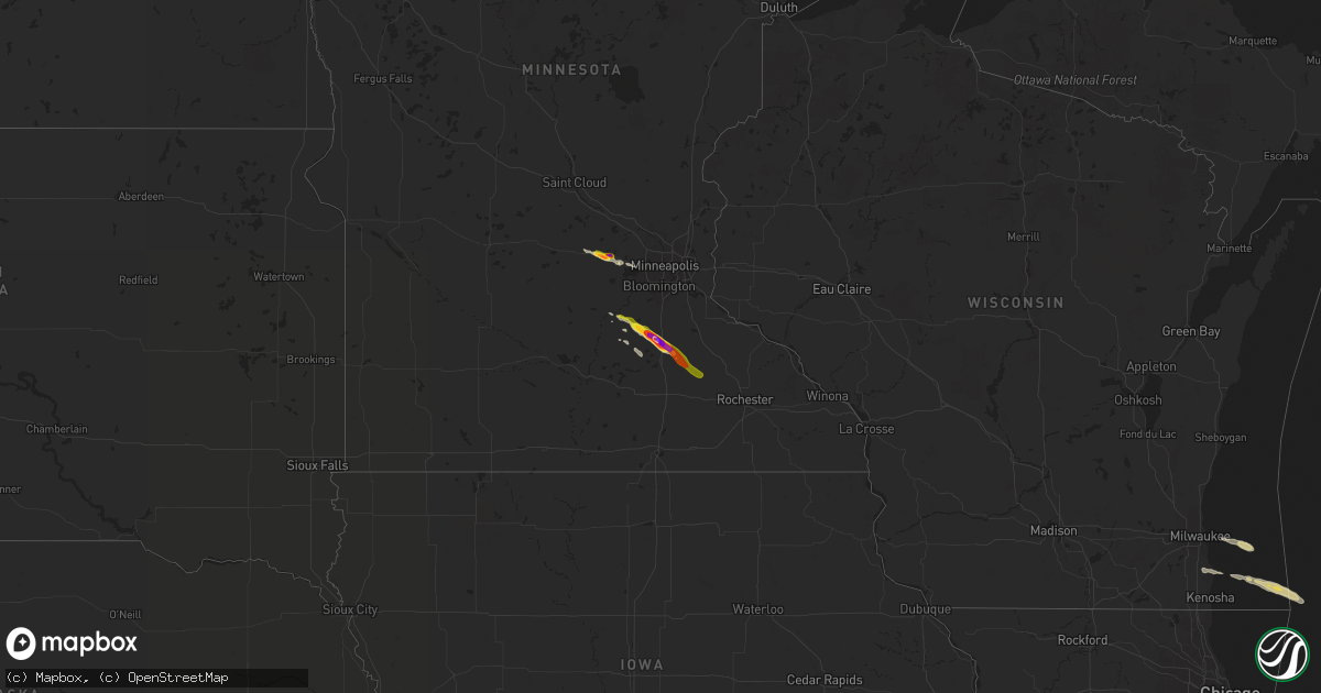 Hail map on June 22, 2016