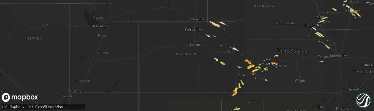 Hail map in Colorado on June 22, 2017