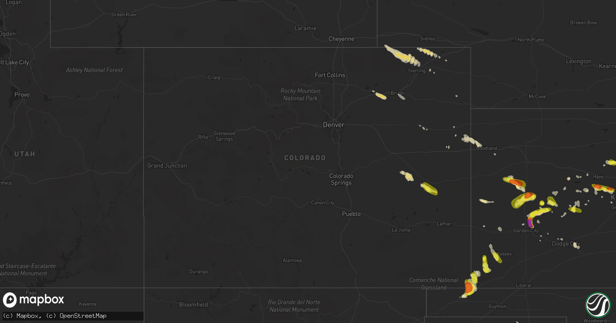 Hail map in Colorado on June 22, 2017