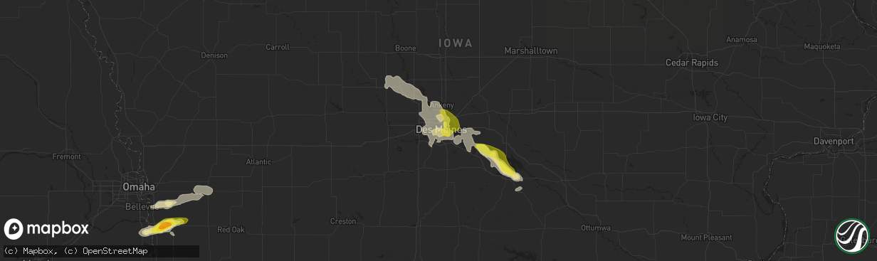 Hail map in Des Moines, IA on June 22, 2017