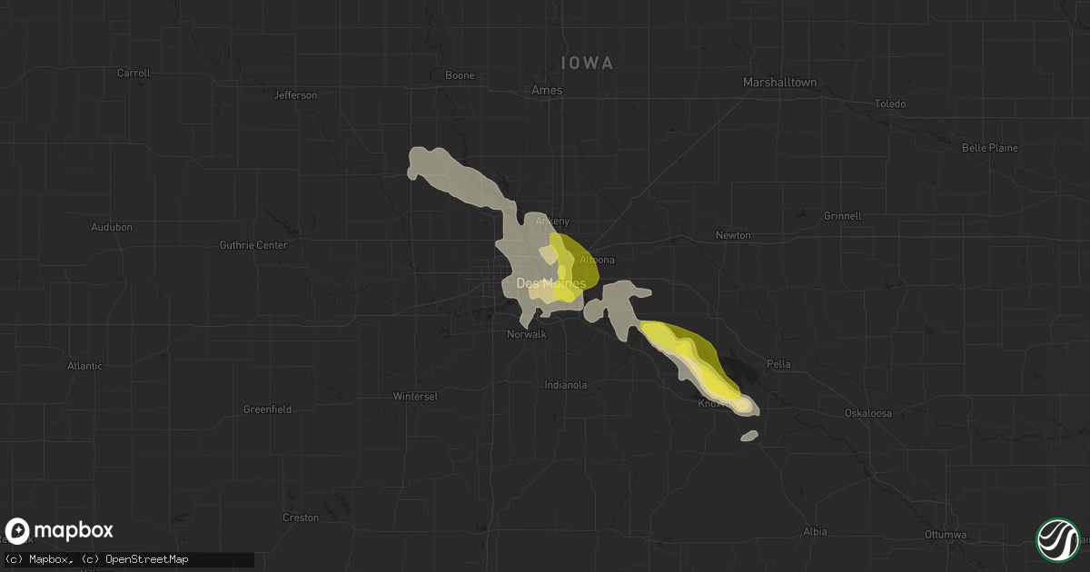 Hail map in Des Moines, IA on June 22, 2017