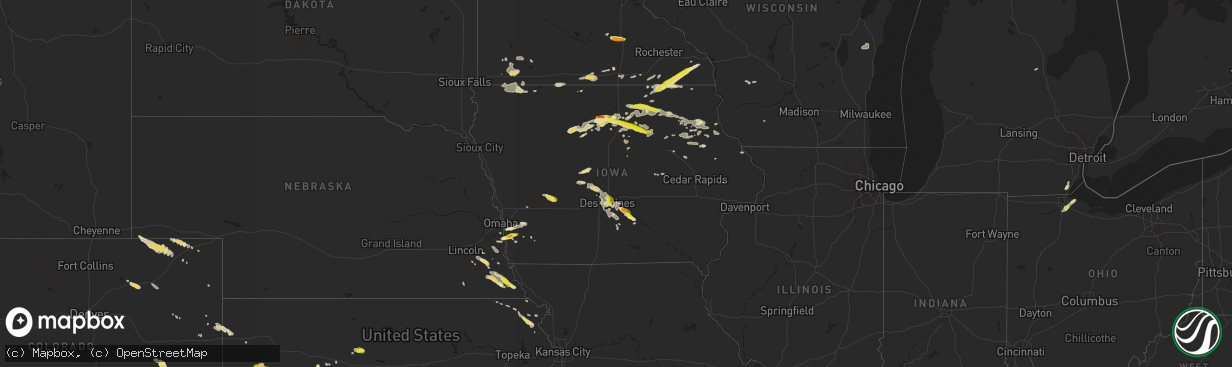 Hail map in Iowa on June 22, 2017