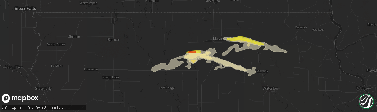 Hail map in Kanawha, IA on June 22, 2017