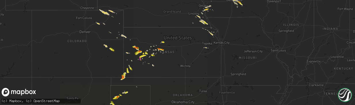 Hail map in Kansas on June 22, 2017