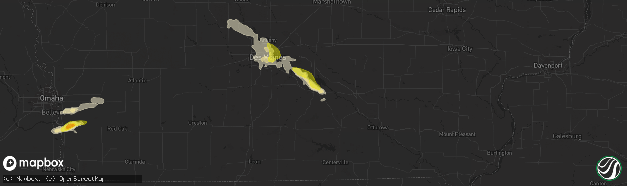 Hail map in Knoxville, IA on June 22, 2017