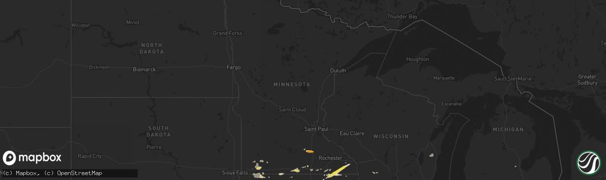 Hail map in Minnesota on June 22, 2017