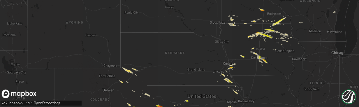 Hail map in Nebraska on June 22, 2017